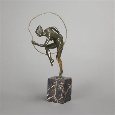 Lot 518 - French Art Deco Bronze Figure of a Hoop Dancer...