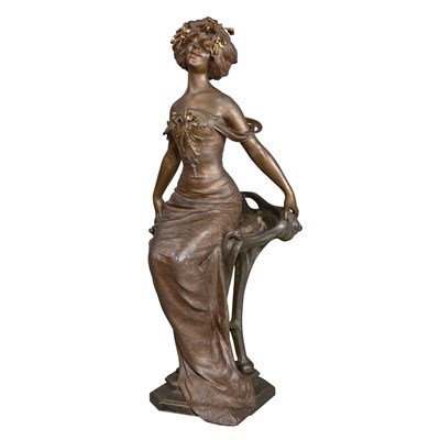 Lot 656 - French Art Nouveau Spelter Figure of a Maiden...