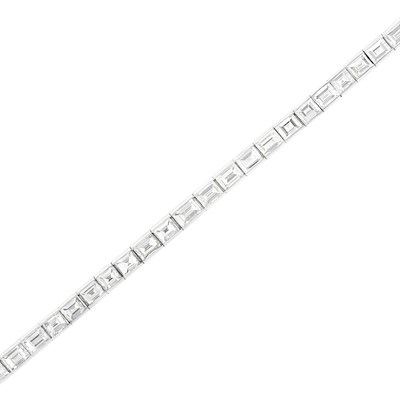 Lot 555 - Platinum and Diamond Straightline Bracelet