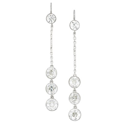 Lot 187 - Pair of Antique Silver and Diamond Pendant-Earrings