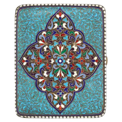 Lot 210 - Russian Cloisonne Enameled Silver Cigarette...