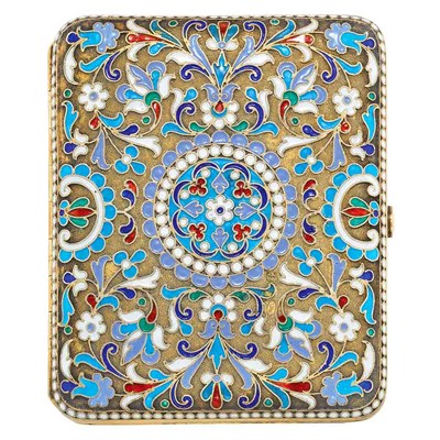 Lot 211 - Russian Cloisonne Enameled Silver Cigarette...