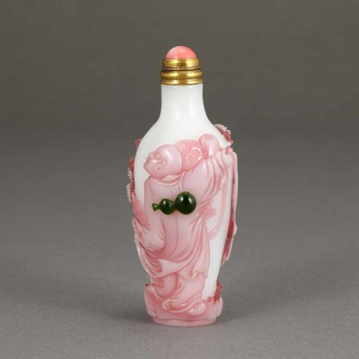 Lot 162 - Chinese Pink over White Glass Snuff Bottle...