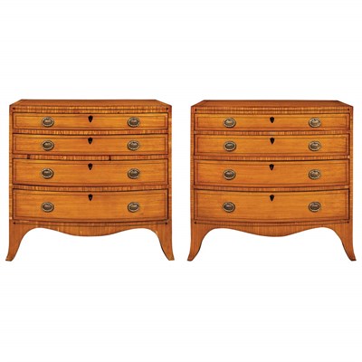 Lot 446 - Pair of George III Style Satinwood Chests of...