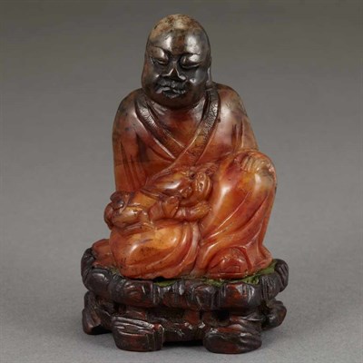 Lot 464 - Chinese Soapstone Figure of a Seated Luohan...