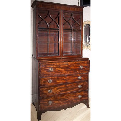 Lot 575 - George III Mahogany Secretary Bookcase Height...