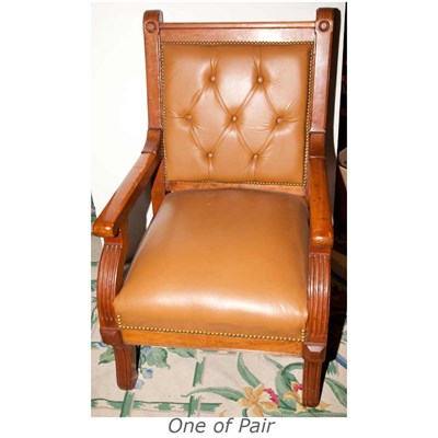 Lot 249 - Pair of Carved Fruitwood Library Chairs