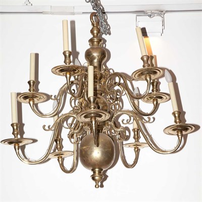 Lot 434 - Dutch Baroque Style Brass Ten-Light Chandelier...