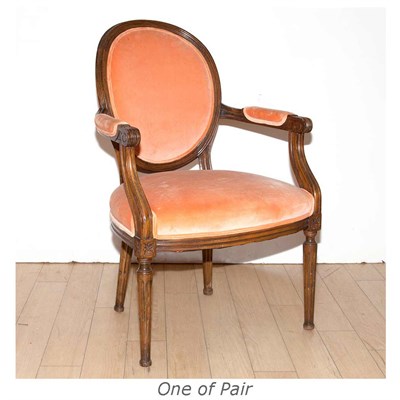 Lot 623 - Pair of Louis XVI Style Walnut Fauteuils