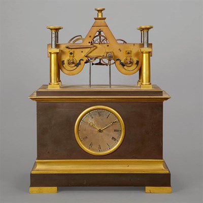 Lot 393 - French Gilt and Patinated-Bronze Mantel Clock...