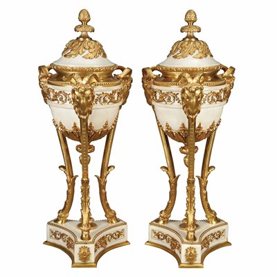Lot 94 - Pair of Louis XVI Style Gilt-Bronze and Marble...