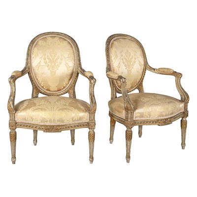 Lot 83 - Pair of Louis XVI Style Parcel Gilt and...