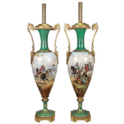 Lot 325 - Pair of Paris Porcelain Gilt-Bronze Mounted...