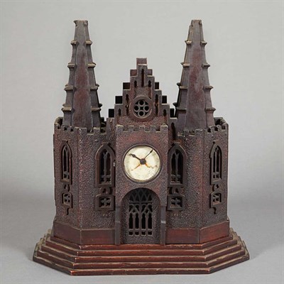 Lot 1586 - Two Gothic Revival Stained Wood Cathedral-Form...