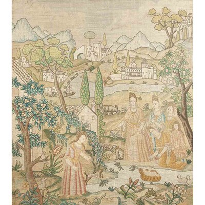 Lot 203 - Continental Needlework Panel 17th/18th Century...