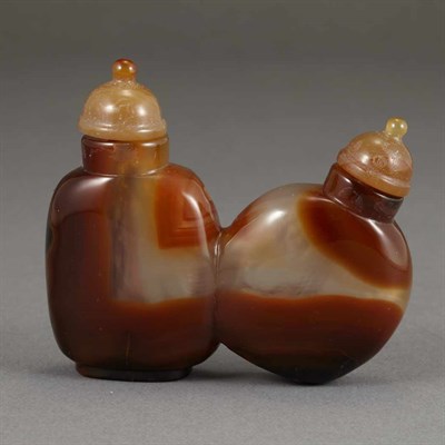 Lot 198 - Chinese Banded Agate Double Snuff Bottle...