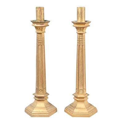 Lot 1560 - Pair of Gothic Revival Gilt-Bronze...