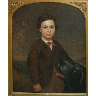 Lot 8 - American School 19th Century A Boy and His Dog...
