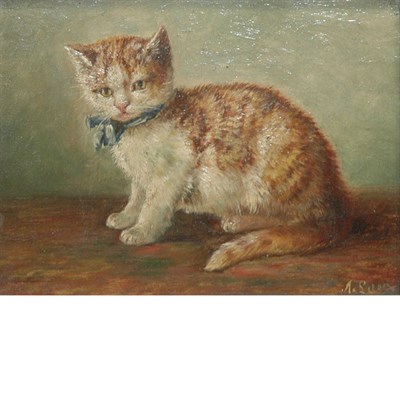 Lot 72 - Attributed to Auguste Laux Kitten with Blue...