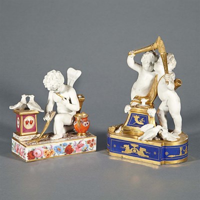 Lot 1401 - Two French Bisque Porcelain Inkstands 19th...