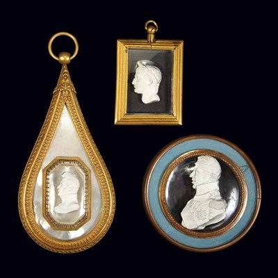 Lot 1434 - Group of Three Sulphide and Glass Portraits...