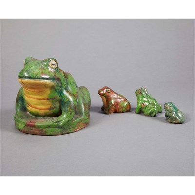 Lot 1608 - Two Weller Pottery Figures of Frogs Height of...