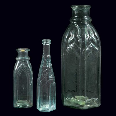 Lot 1542 - Group of Five Molded Glass Bottles 19th...