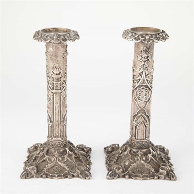 Lot 1282 - Pair of American Gothic Revival Silver Plate...