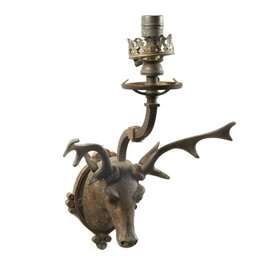 Lot 1235 - Bronze Stag-Form Single-Light Sconce Height 13...