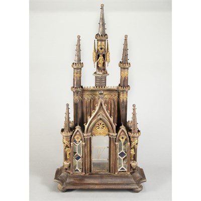 Lot 1301 - French Gothic Style Cast Metal and Glass...