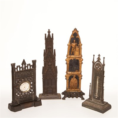 Lot 1279 - Group of Gothic Style Bronze Desk Articles...