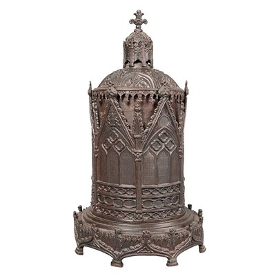 Lot 1191 - Gothic Revival Style Patinated-Metal Storage...