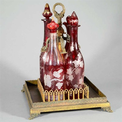 Lot 1458 - Gothic Revival Style Gilt-Metal Decanter Stand...