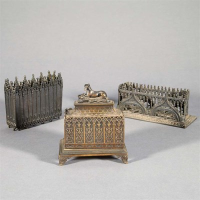 Lot 1405 - Group of Gothic Revival Bronze Desk Articles...