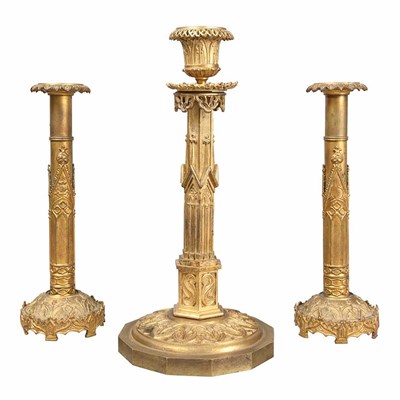Lot 1544 - Pair of Gothic Revival Style Gilt-Bronze...