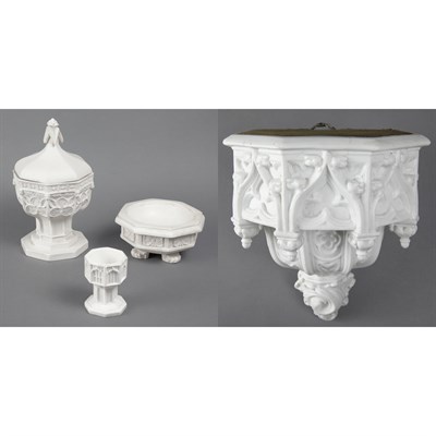 Lot 1464 - Group of Four Gothic Revival Parian Articles...