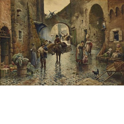Lot 12 - Ettore Roesler Franz Italian, 1845-1907 Tivoli...