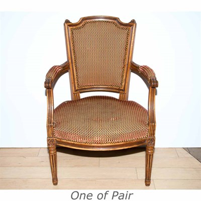 Lot 503 - Pair of Louis XVI Style Walnut Fauteuils