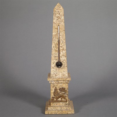 Lot 1555 - Faux Fossil Marble Obelisk-Form Thermometer...