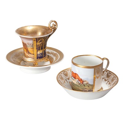 Lot 1423 - Two Paris Porcelain Cabinet Cups and Saucers...