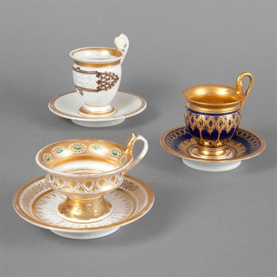 Lot 1422 - Group of Six French Porcelain Cabinet Cups and...
