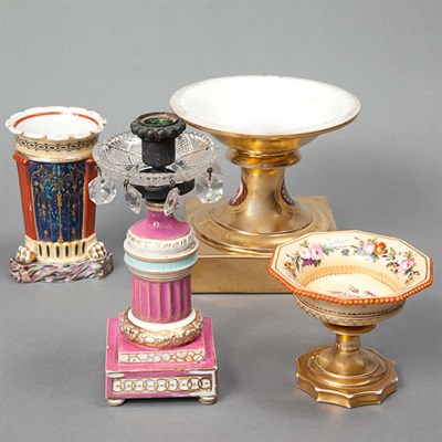 Lot 1407 - Group of French Gilt Decorated Porcelain Desk...