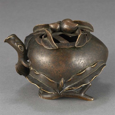 Lot 436 - Chinese Peach-Form Bronze Censer Ming Dynasty...