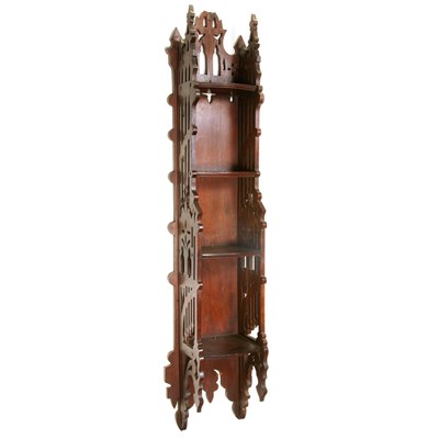 Lot 1539 - Gothic Revival Stained Oak Hanging Etagere Mid...