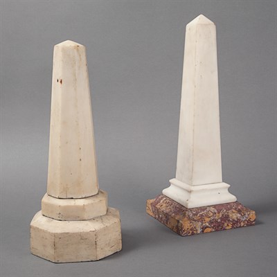 Lot 1264 - Two Marble Obelisks Height of taller 14 1/2...