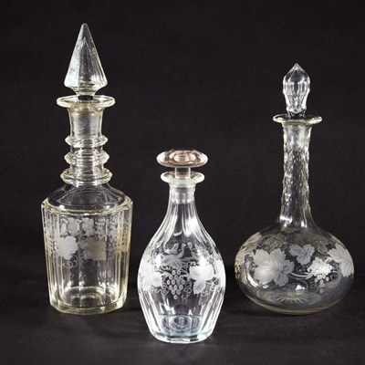 Lot 1568 - Group of Ten Colorless Glass Decanters Each...