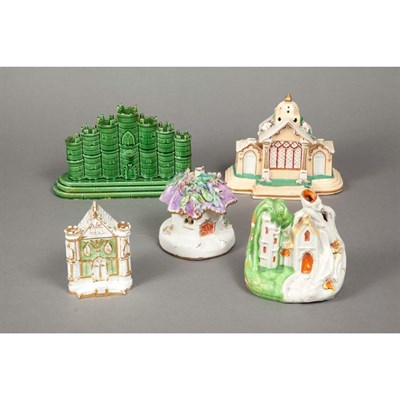 Lot 1514 - Group of Four Staffordshire Pottery Cottage...