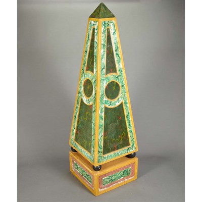 Lot 1507 - Faux Malachite Painted Wood Obelisk Height 38...