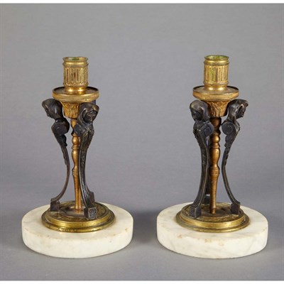 Lot 1456 - Pair of French Gilt and Patinated-Bronze...