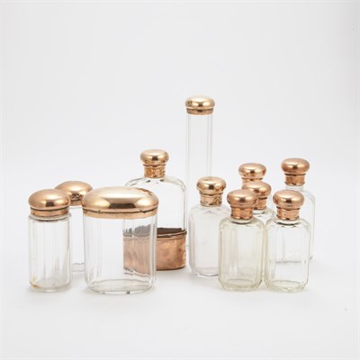 Lot 308 - Group of Eleven 9 Kt. Gold Mounted Glass...